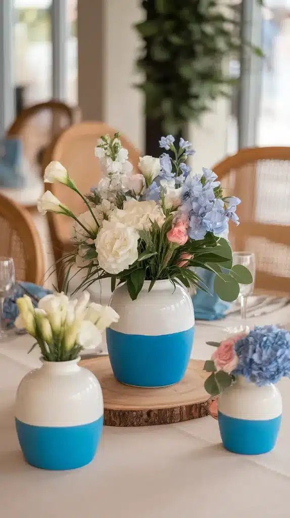 blue and white wedding flowers a dreamy palette of elegance Blue Nigella and White Peony Centerpieces