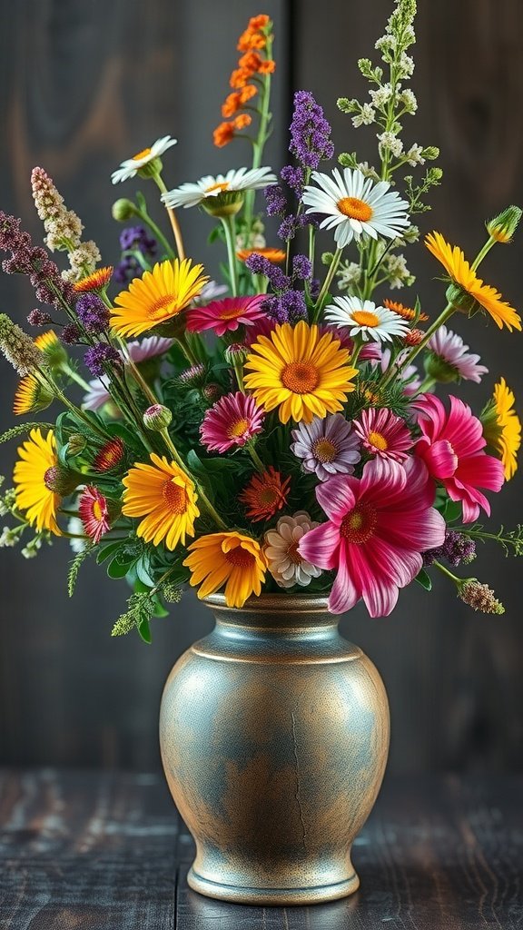 50 Stunning Flower Phone Wallpapers to Brighten Your Screen A vibrant bouquet of wildflowers in a decorative vase.