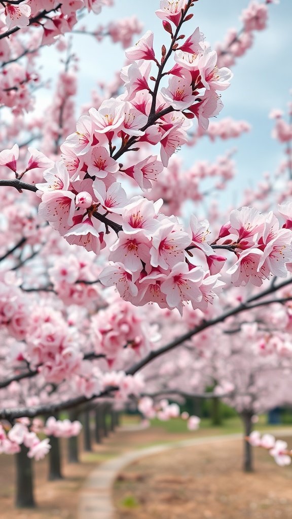 50 Stunning Flower Phone Wallpapers to Brighten Your Screen Close-up of cherry blossoms with a blurred background
