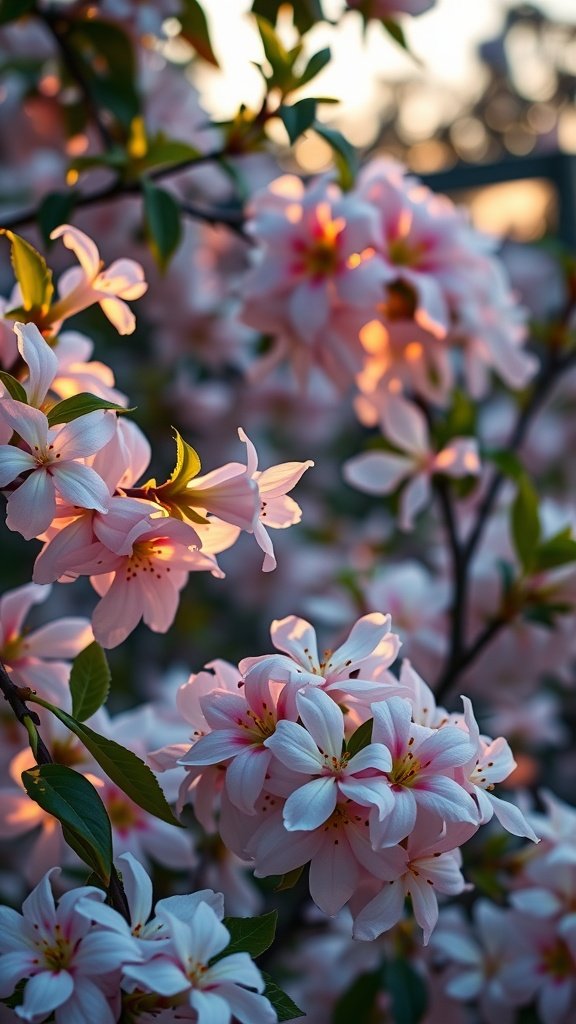 50 Stunning Flower Phone Wallpapers to Brighten Your Screen Close-up of fragrant jasmine flowers glowing in the evening light