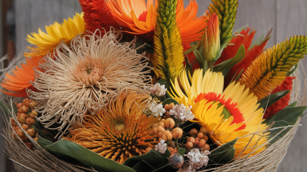 October Wedding Flowers Strawflower and Celosia