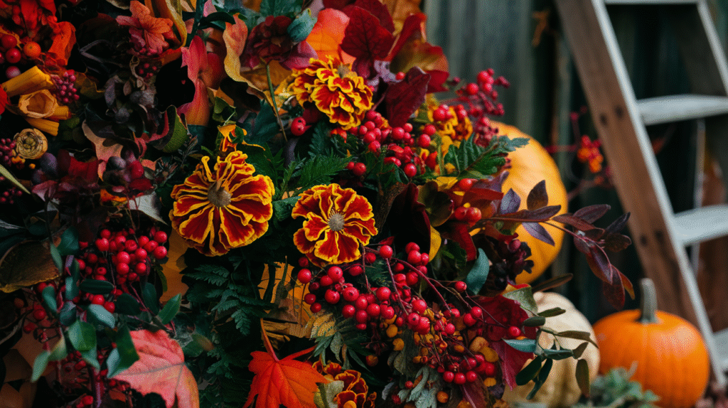 October Wedding Flowers Foliage and Berries