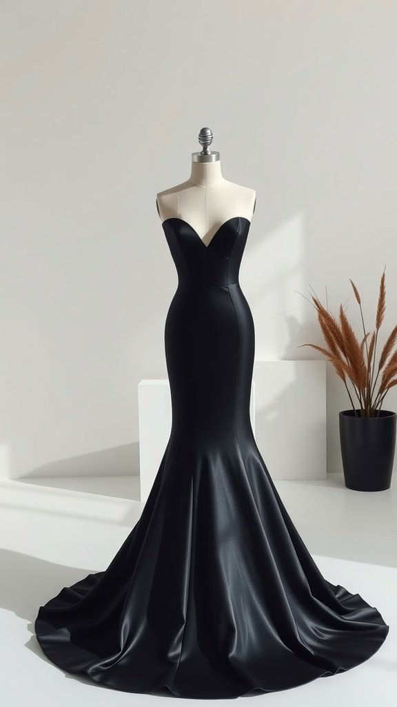30 Stunning Ball Gowns for Your Next Formal Event A stylish black ball gown with a sweetheart neckline, showcasing a sleek silhouette.