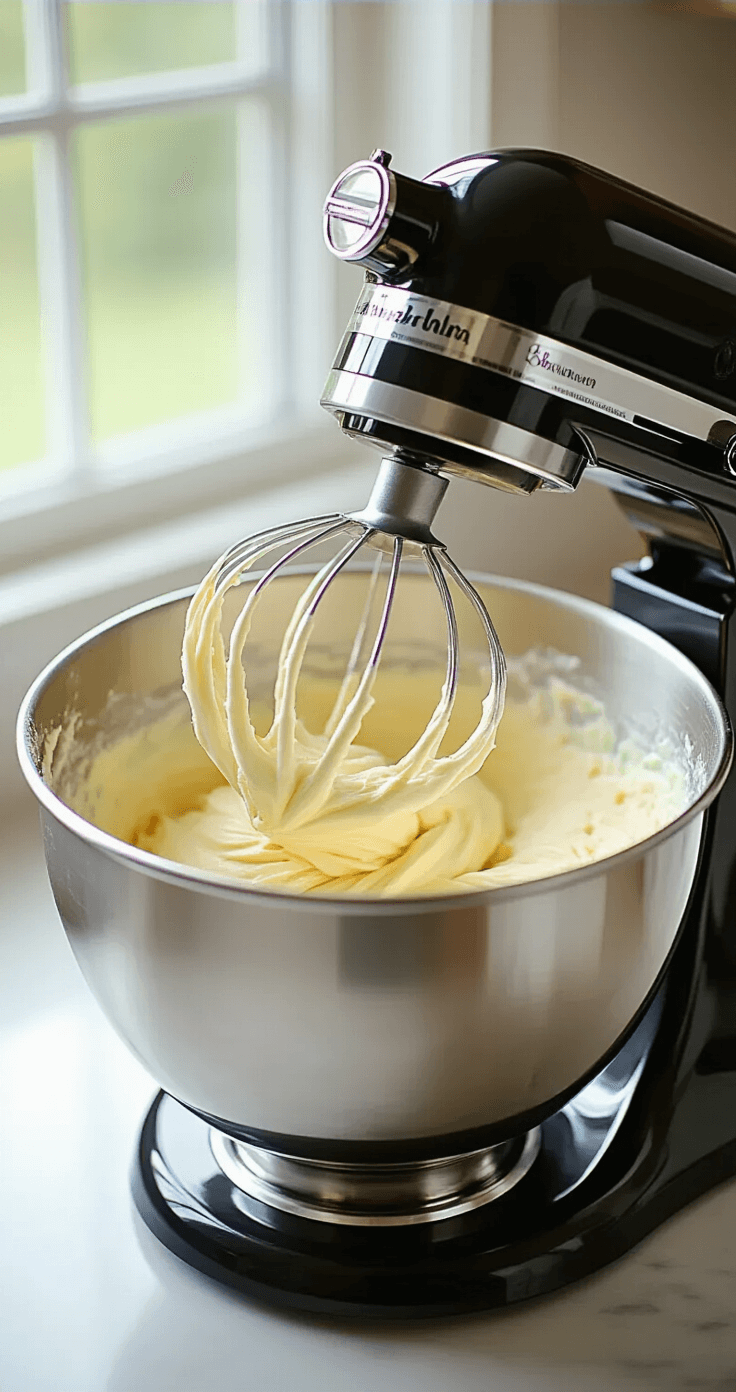The Ultimate White and Gold Wedding Cake: A Luxurious Culinary Masterpiece Close-up of a luxurious cake batter being mixed in a stand mixer, showcasing a light, fluffy consistency as butter and sugar cream together, under soft natural lighting.