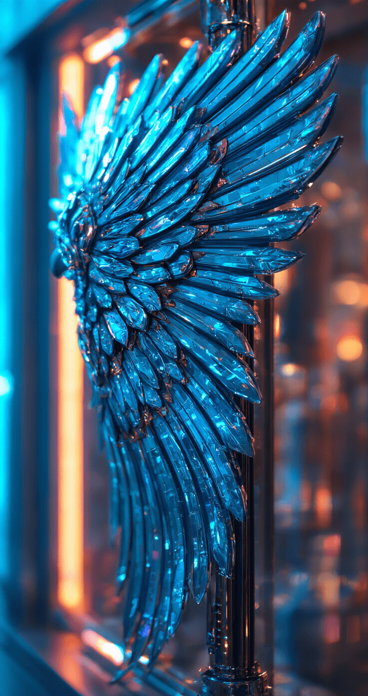 Ultimate Roblox Dress to Impress Codes: Your Complete Fashion Guide (July 2025) Close-up of cyber-punk wings and futuristic accessories in a modern tech-inspired space, showcasing holographic displays and metallic surfaces. The scene is illuminated with cool blue lighting and neon accents, captured with a macro lens to highlight intricate details.