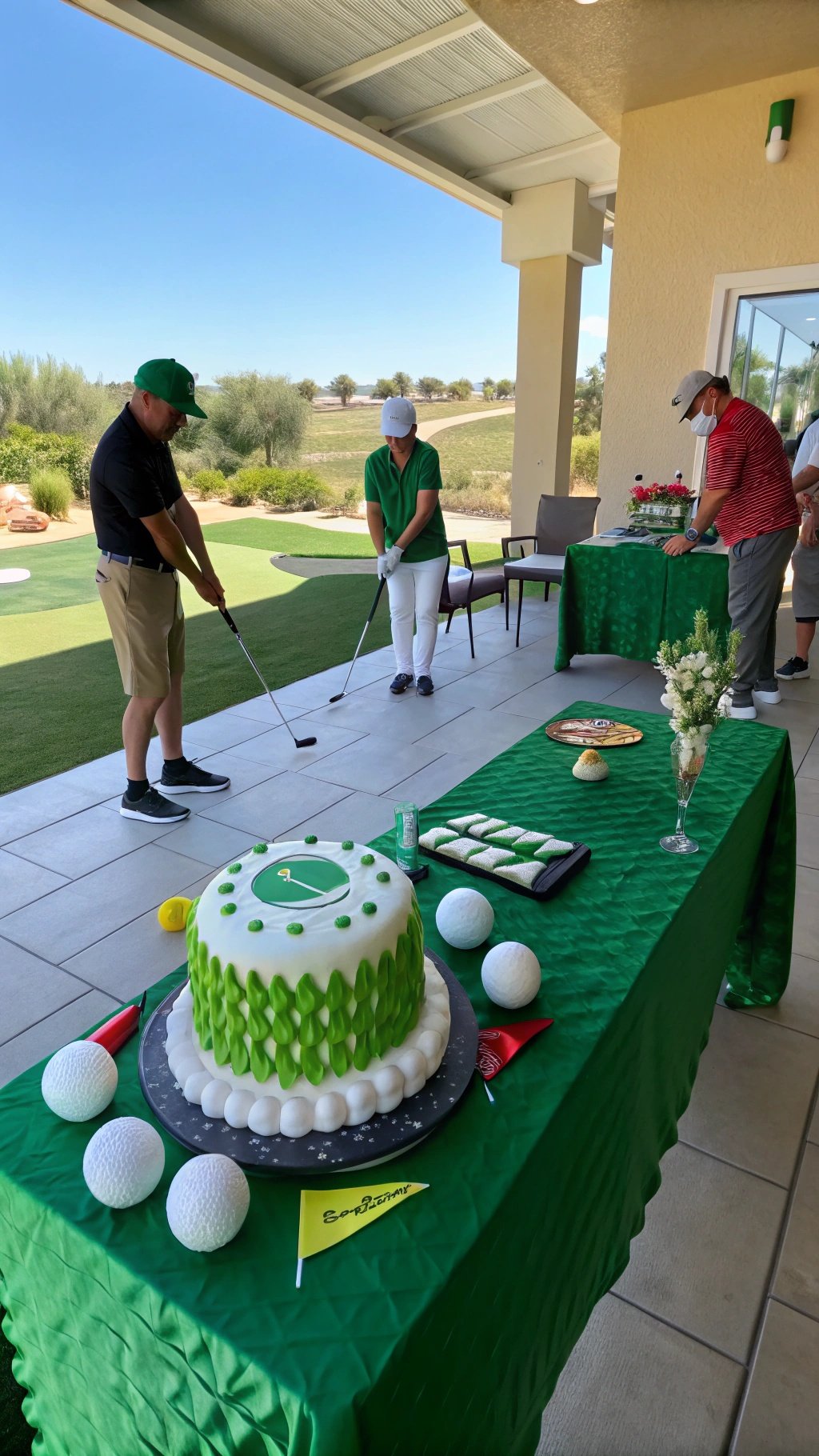 23 Exciting Birthday Party Themes to Celebrate in Style A golf-themed birthday party with guests playing golf and a decorated cake.