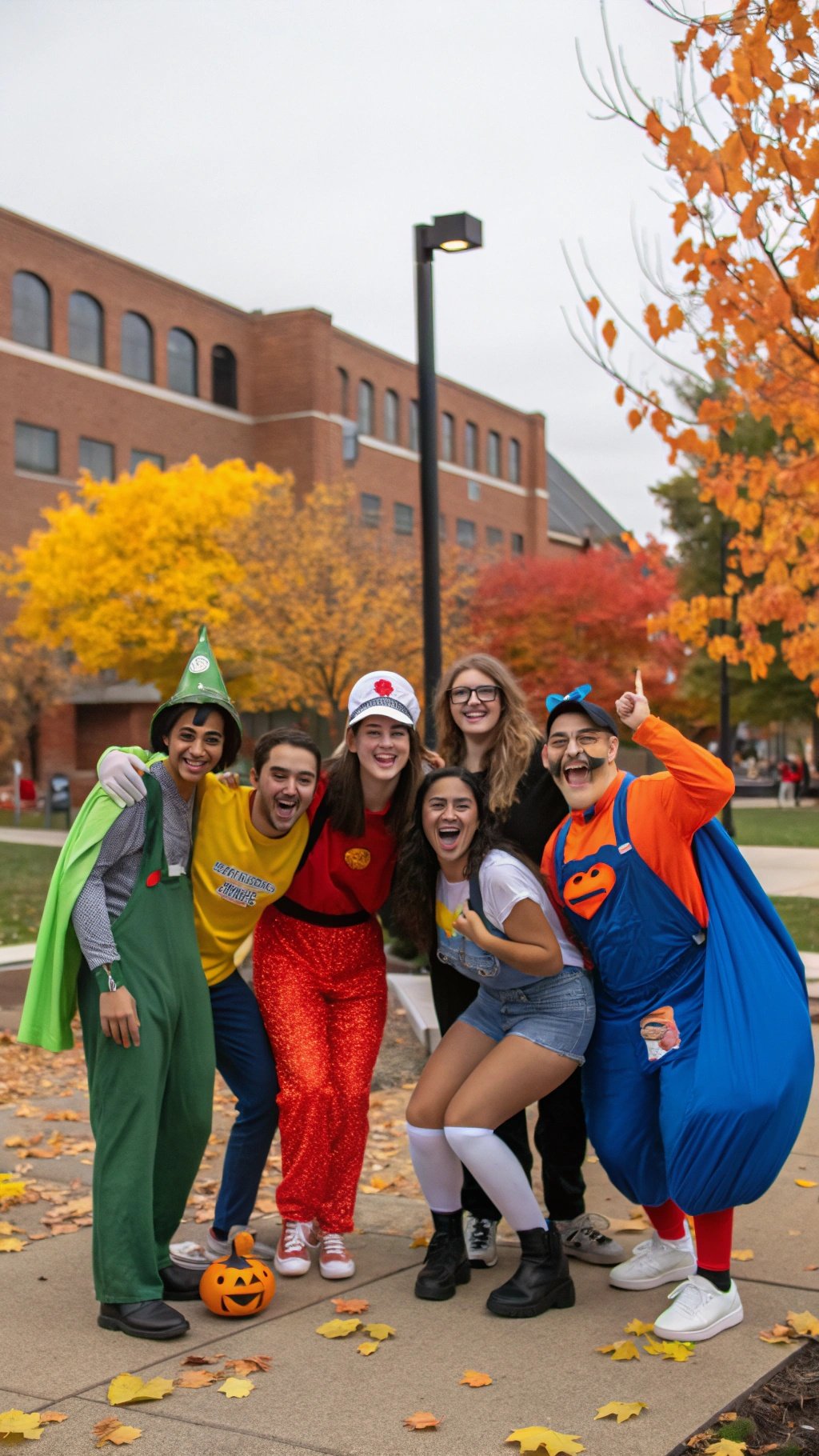 24 Spooktacular Halloween Costumes for 2025 A group of friends in colorful Halloween costumes posing outdoors