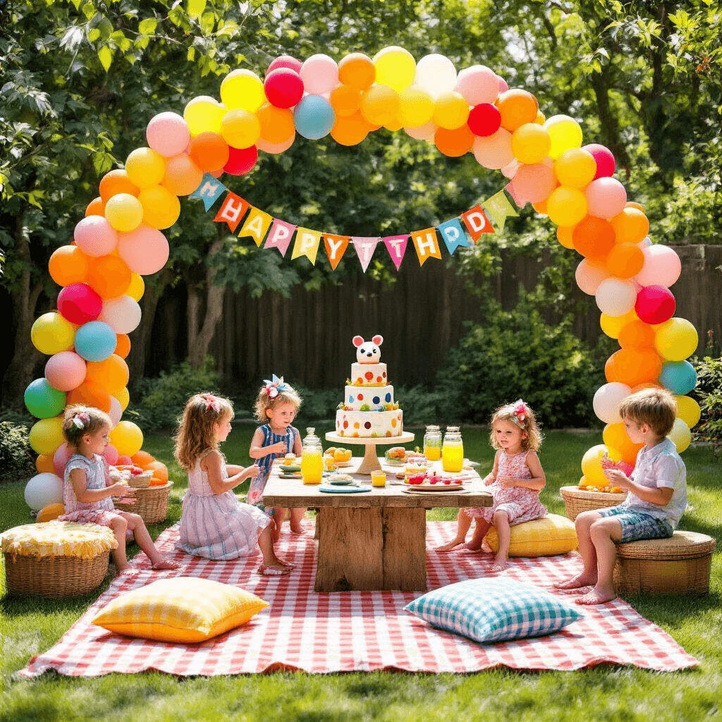 How to Draw Balloons: A Step-by-Step Guide for Beginners and Artists A vibrant backyard birthday party scene with a balloon arch, picnic setup, colorful decorations, a three-tiered cake, and kids playing lawn games while adults enjoy lemonade, captured from an elevated angle.
