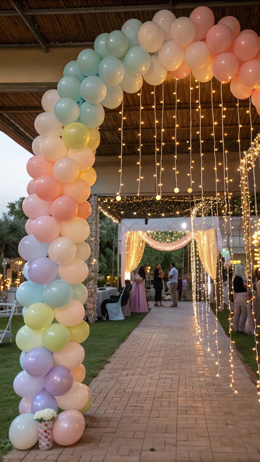 50 Stunning Wedding Decor Ideas to Transform Your Big Day Colorful balloon installation with golden letters spelling 'A V Y YES'