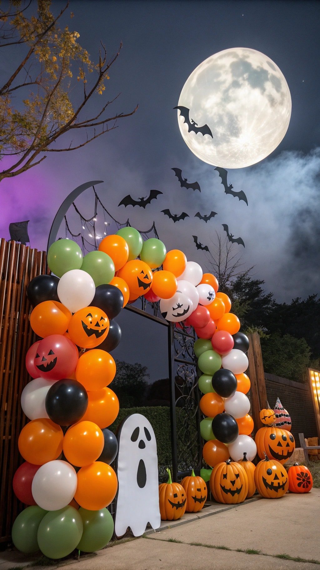 9 Creative Balloon Decoration Ideas for Any Celebration Colorful Halloween balloon arch with pumpkins and ghost decorations