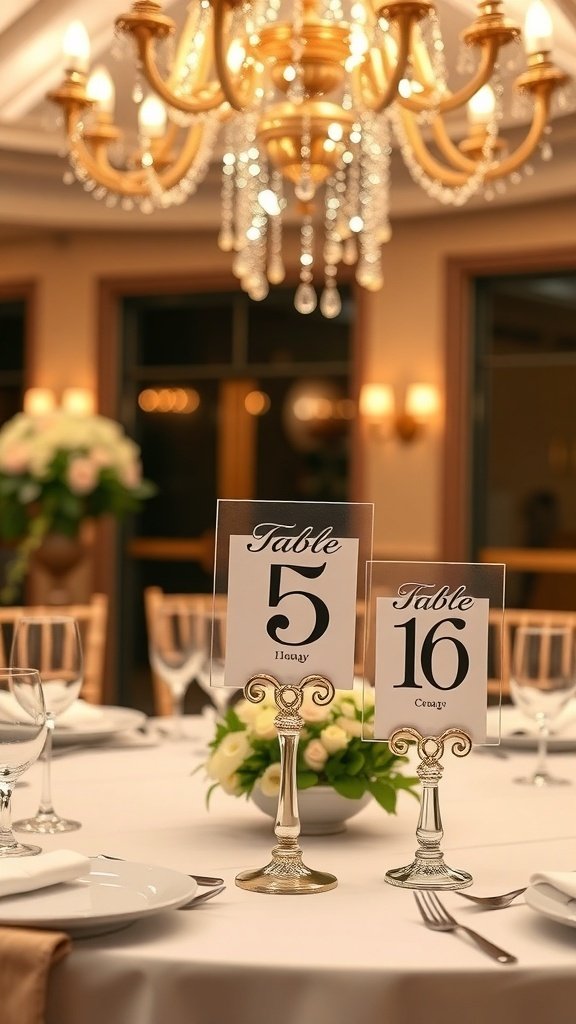 50 Stunning Wedding Decor Ideas to Transform Your Big Day Elegant table numbers on a beautifully set wedding table