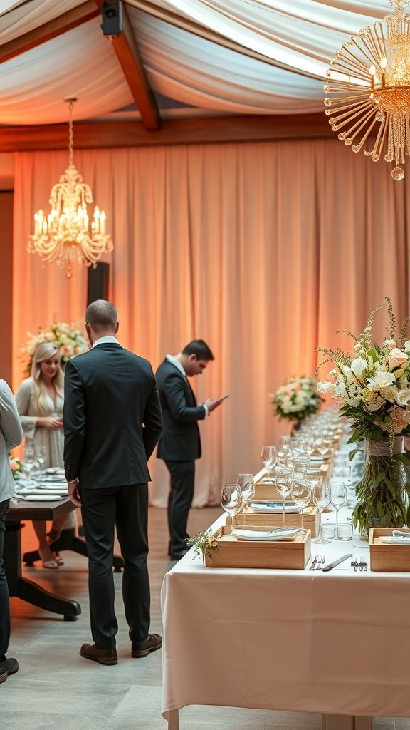 50 Stunning Wedding Decor Ideas to Transform Your Big Day Elegant wedding venue with beautifully set tables and soft lighting.