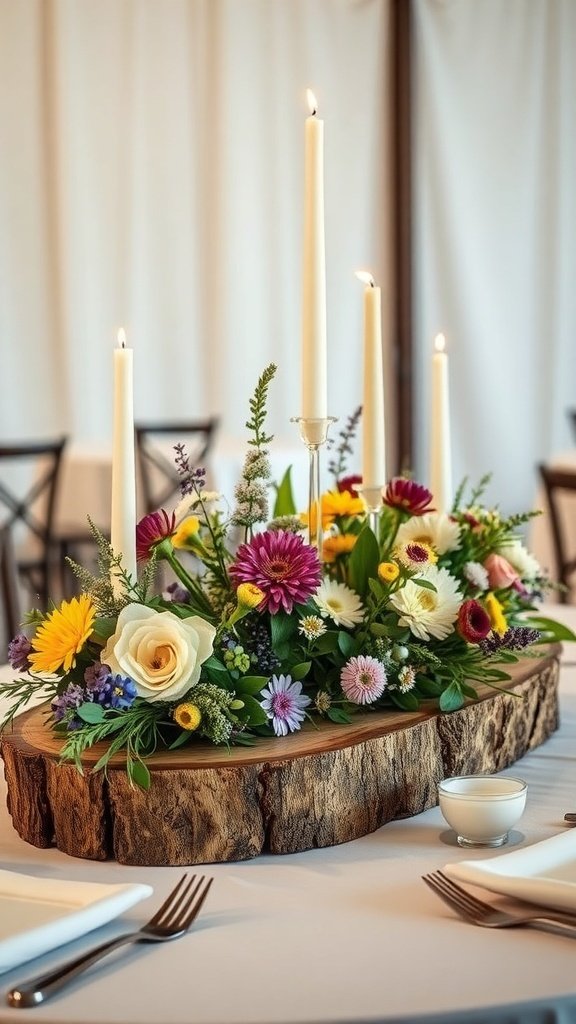 50 Stunning Wedding Decor Ideas to Transform Your Big Day Rustic wooden centerpiece with flowers and candles