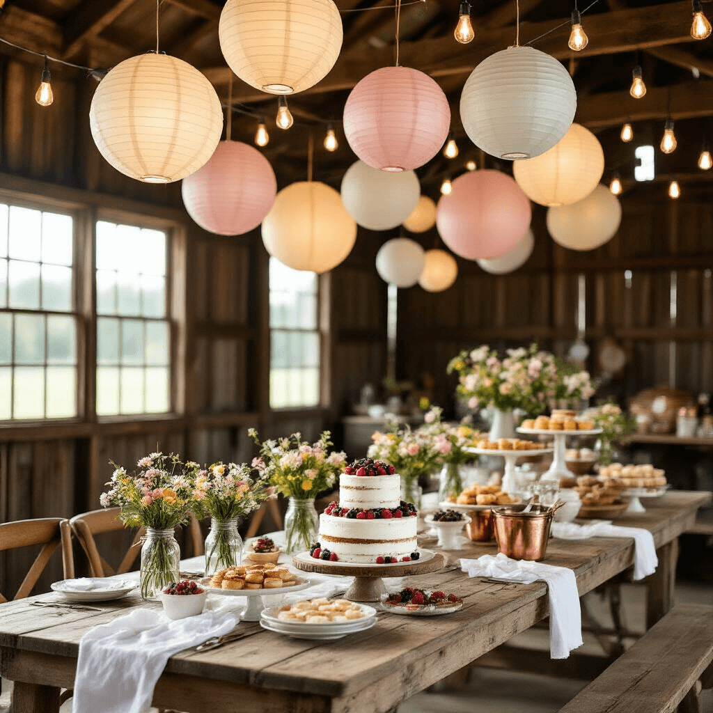 Incredible Birthday Balloons Pictures: Your Ultimate Guide to Stunning Visual Celebrations A sunlit barn set for a rustic-chic birthday brunch with wooden harvest tables, white linens, mason jars of wildflowers, oversized pastel paper lanterns, a dessert table featuring a naked cake with fresh berries, vintage pastries, Edison bulb string lights, and a DIY mimosa bar with copper ice buckets.