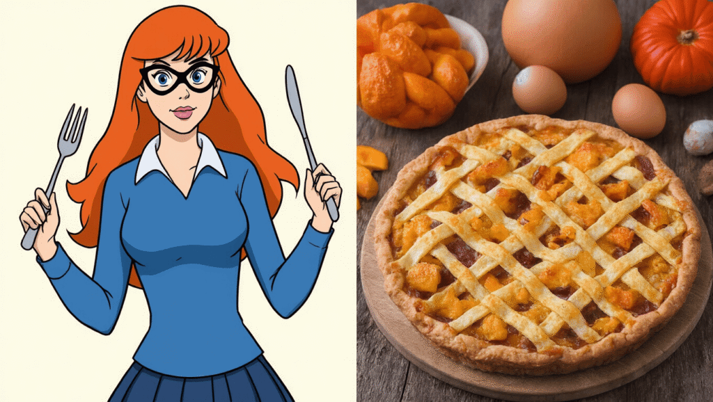 The Ultimate Velma Dinkley Cosplay A vibrant Velma Dinkley cosplay featuring a woman in an orange turtleneck sweater and red skirt, surrounded by Scooby-Doo themed decorations.