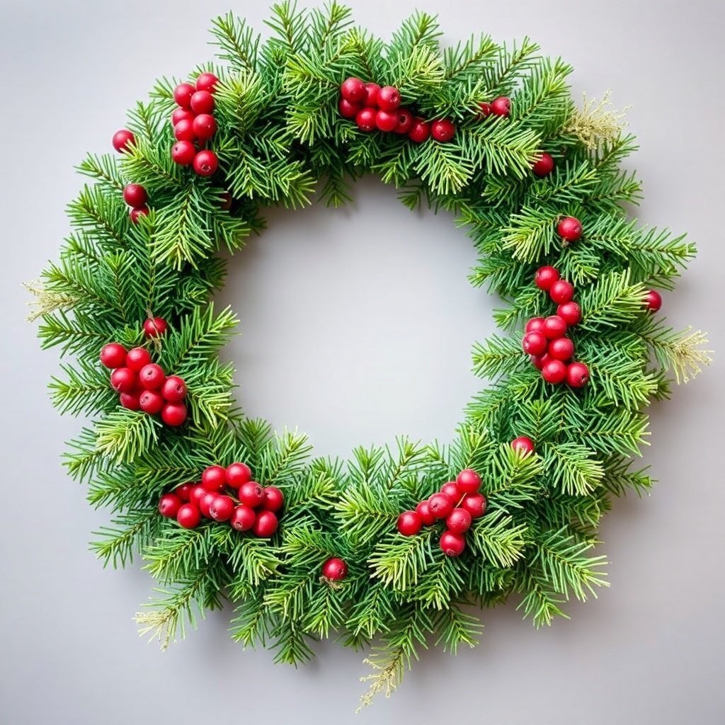 50 Stunning Christmas Wreaths to Decorate Your Home This Holiday Season A Christmas wreath made of green branches and red berries.