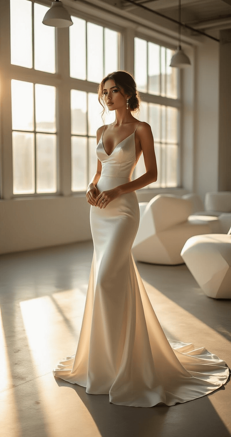How Much Is a Wedding? Real Costs, Budget Breakdowns, and What to Actually Expect in 2025 Sophisticated modern bride in a silk wedding gown poses in a minimalist urban loft with floor-to-ceiling windows, soft golden hour sunlight illuminating delicate pearl accessories and fabric textures, alongside geometric white furniture.
