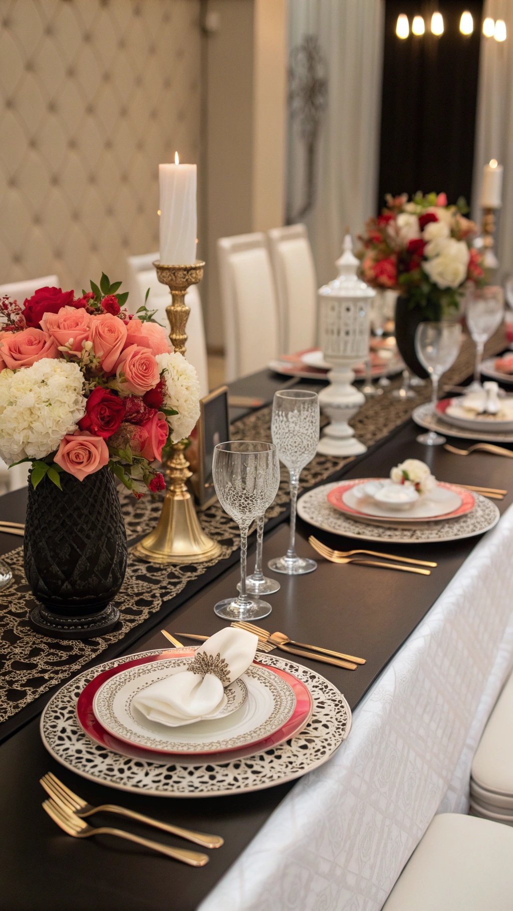 29 Stunning Wedding Table Decoration Ideas for a Perfect Celebration A beautifully set wedding table featuring monochrome colors, elegant floral arrangements, and chic minimalism.