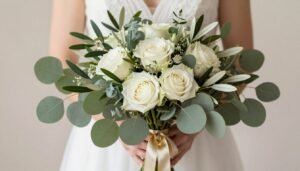 Sage Green Wedding Flowers with Gold Accents: Elegant Floral Ideas for a Luxury Wedding (2026) Elegant sage green wedding bouquet with gold ribbon and accents