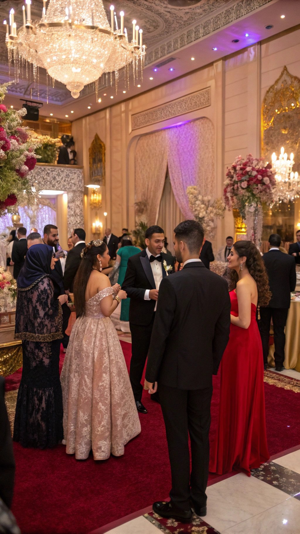 17 Timeless Elements of an Elegant Old Money Wedding Guests at a formal wedding, showcasing elegant attire in a luxurious setting.