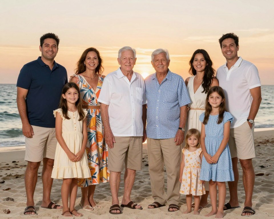 Family vacation gathering celebrating parents' anniversary at beach resort Family vacation gathering celebrating parents' anniversary at beach resort