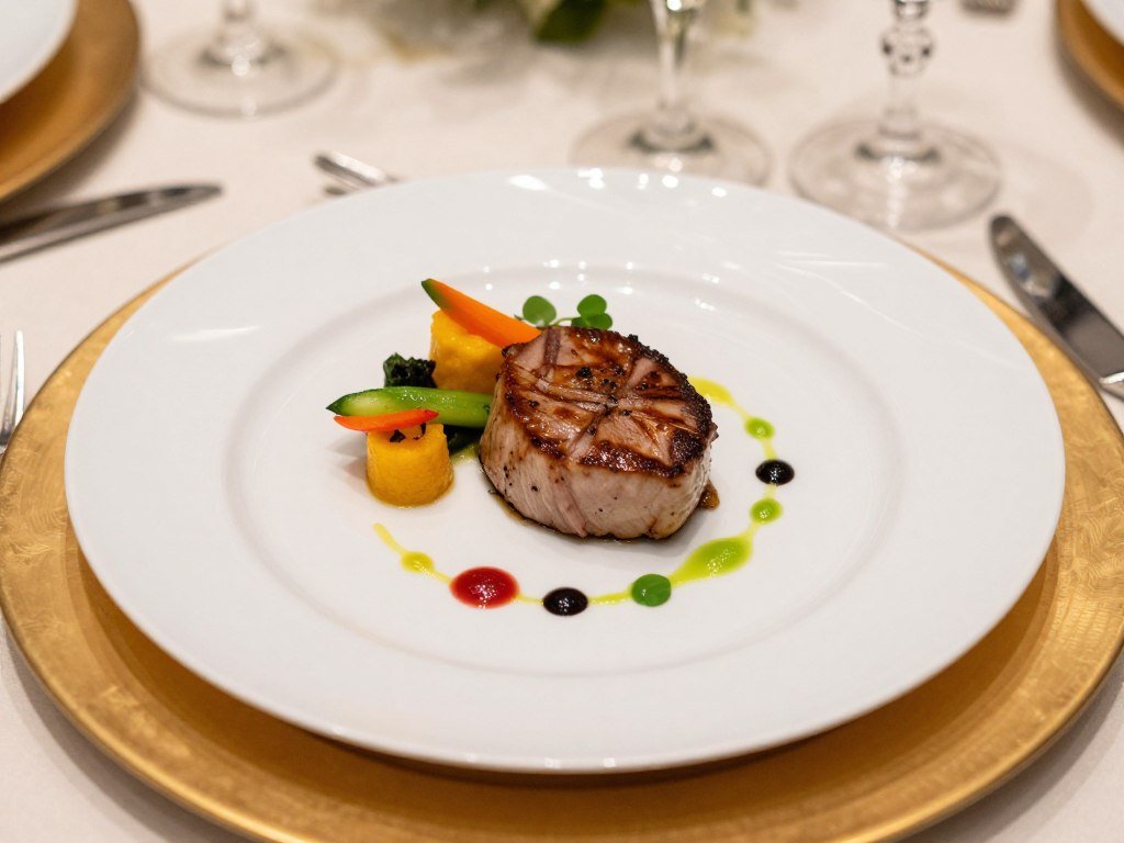 luxury birthday dinner multi-course plated presentation luxury birthday dinner multi-course plated presentation