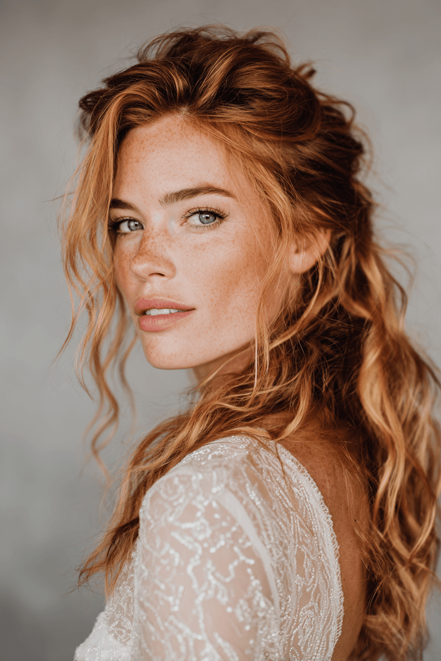 27 Bridal Half Up Half Down Hairstyles with Curls and Waves