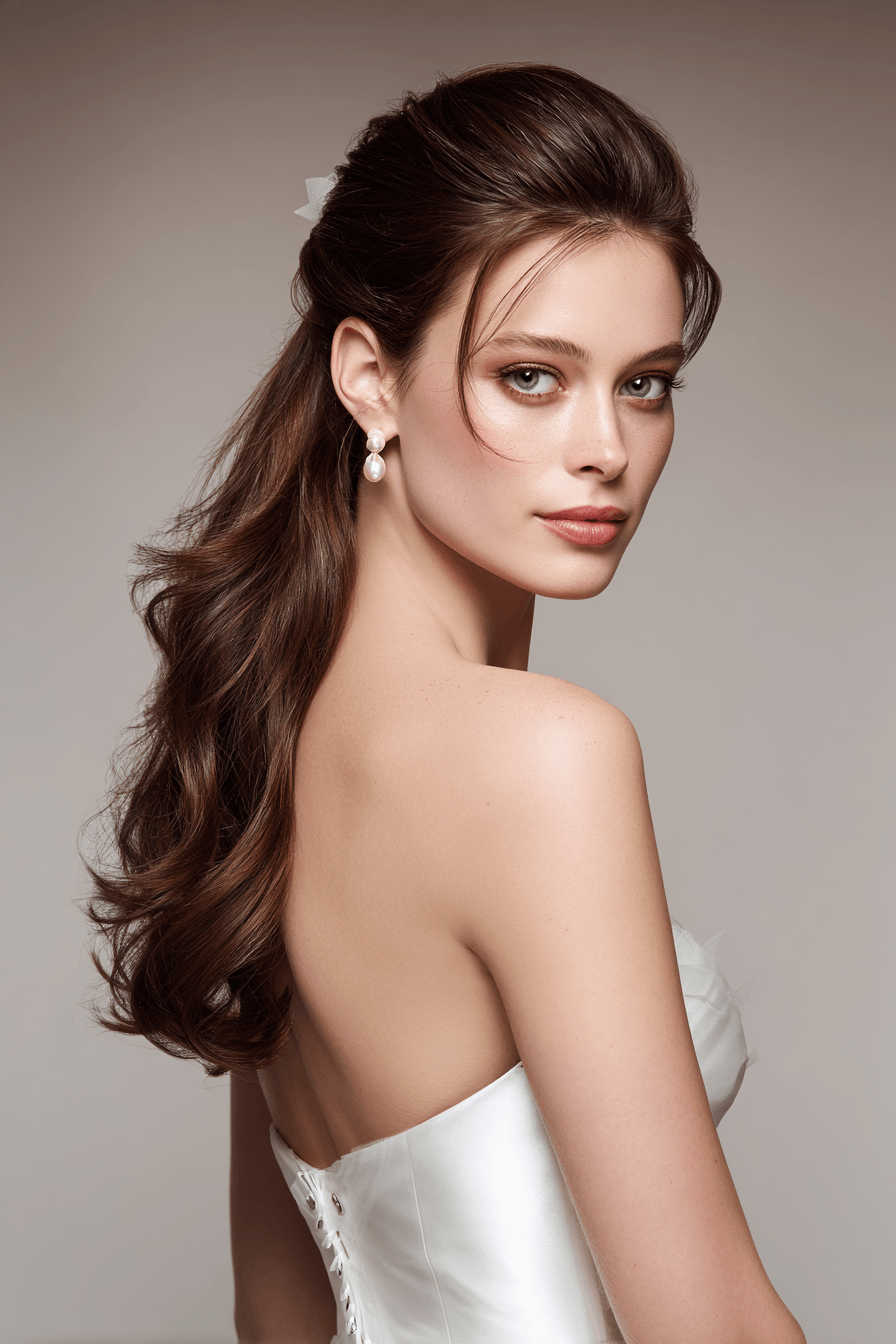 27 Bridal Half Up Half Down Hairstyles with Curls and Waves