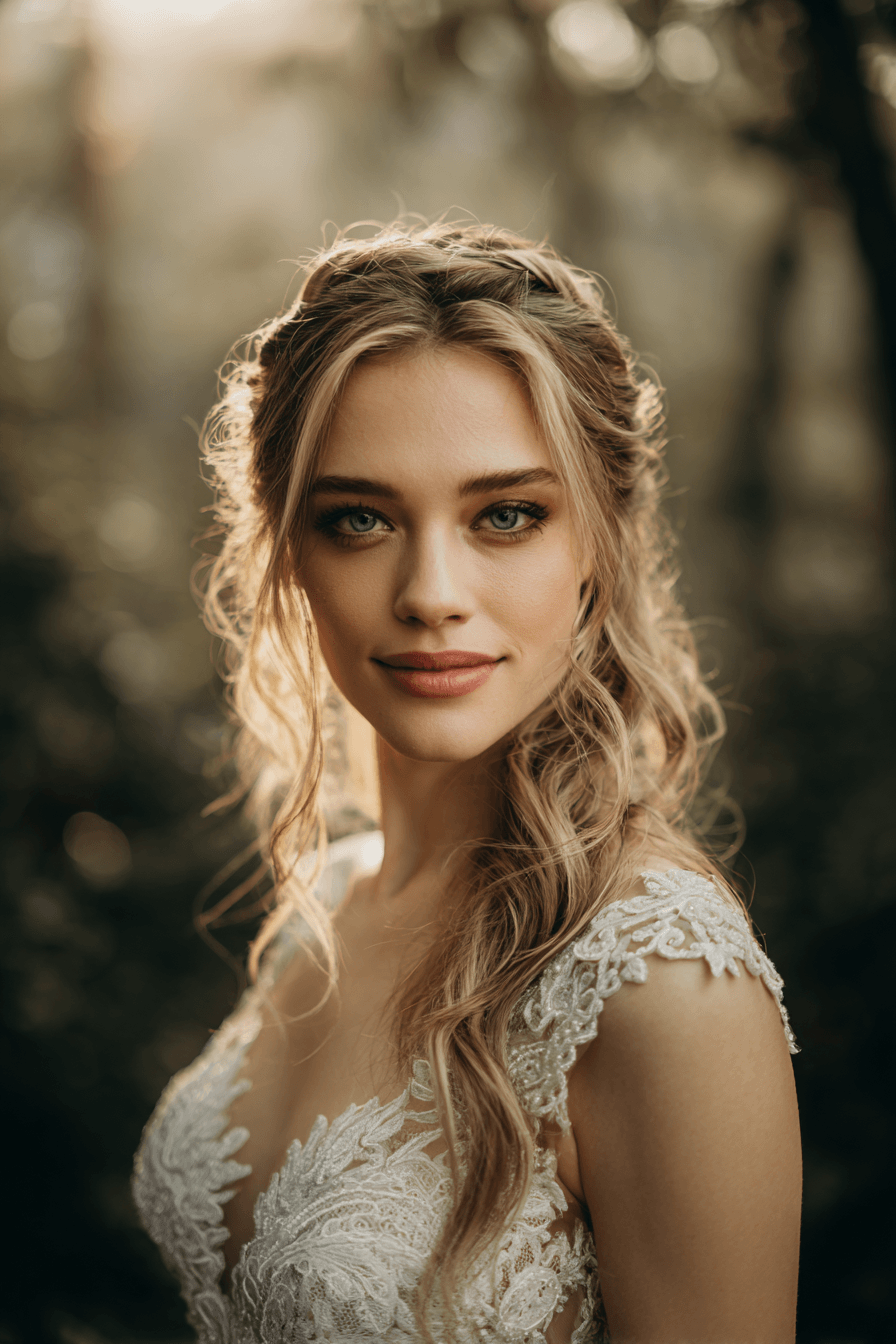 27 Bridal Half Up Half Down Hairstyles with Curls and Waves