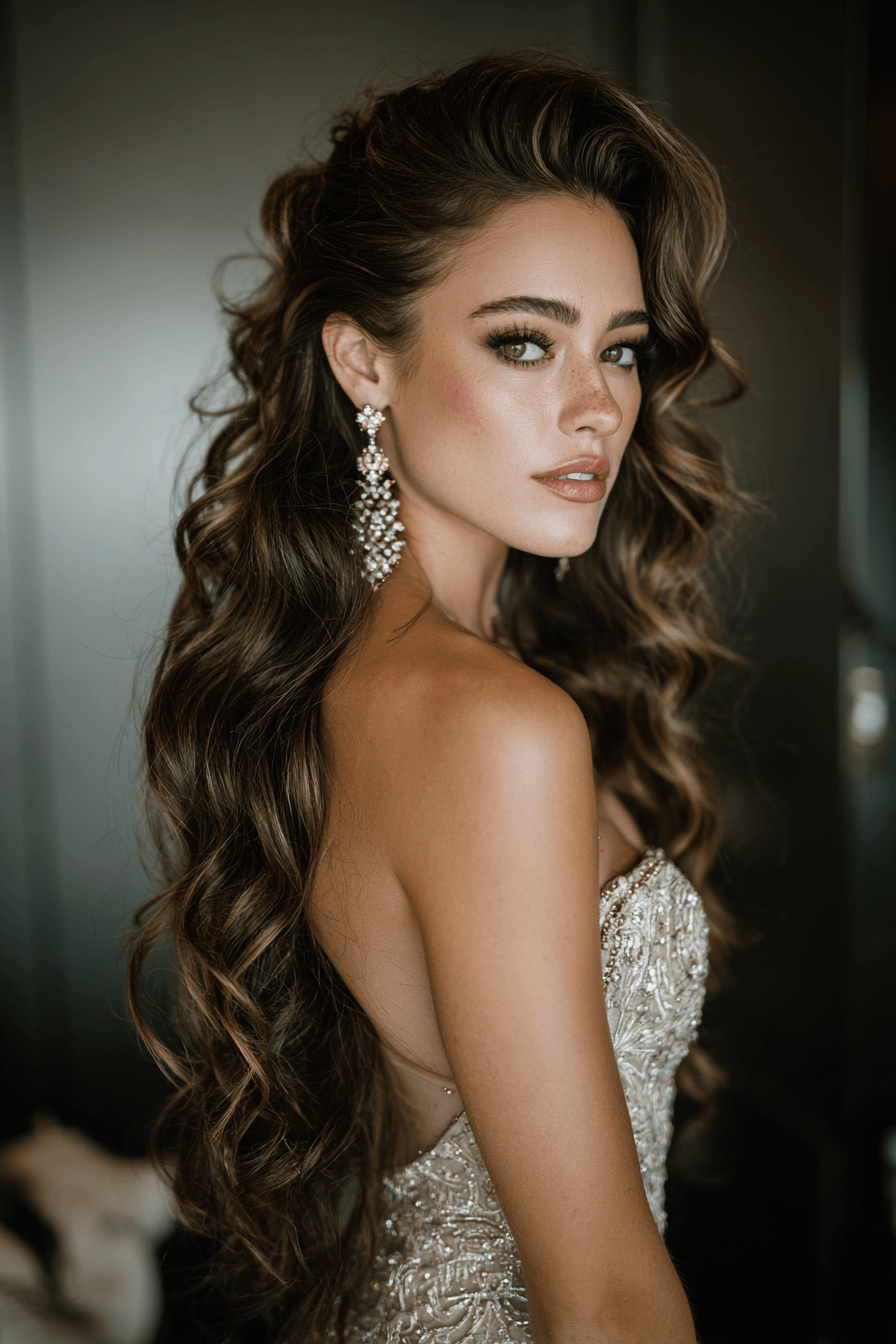 27 Bridal Half Up Half Down Hairstyles with Curls and Waves