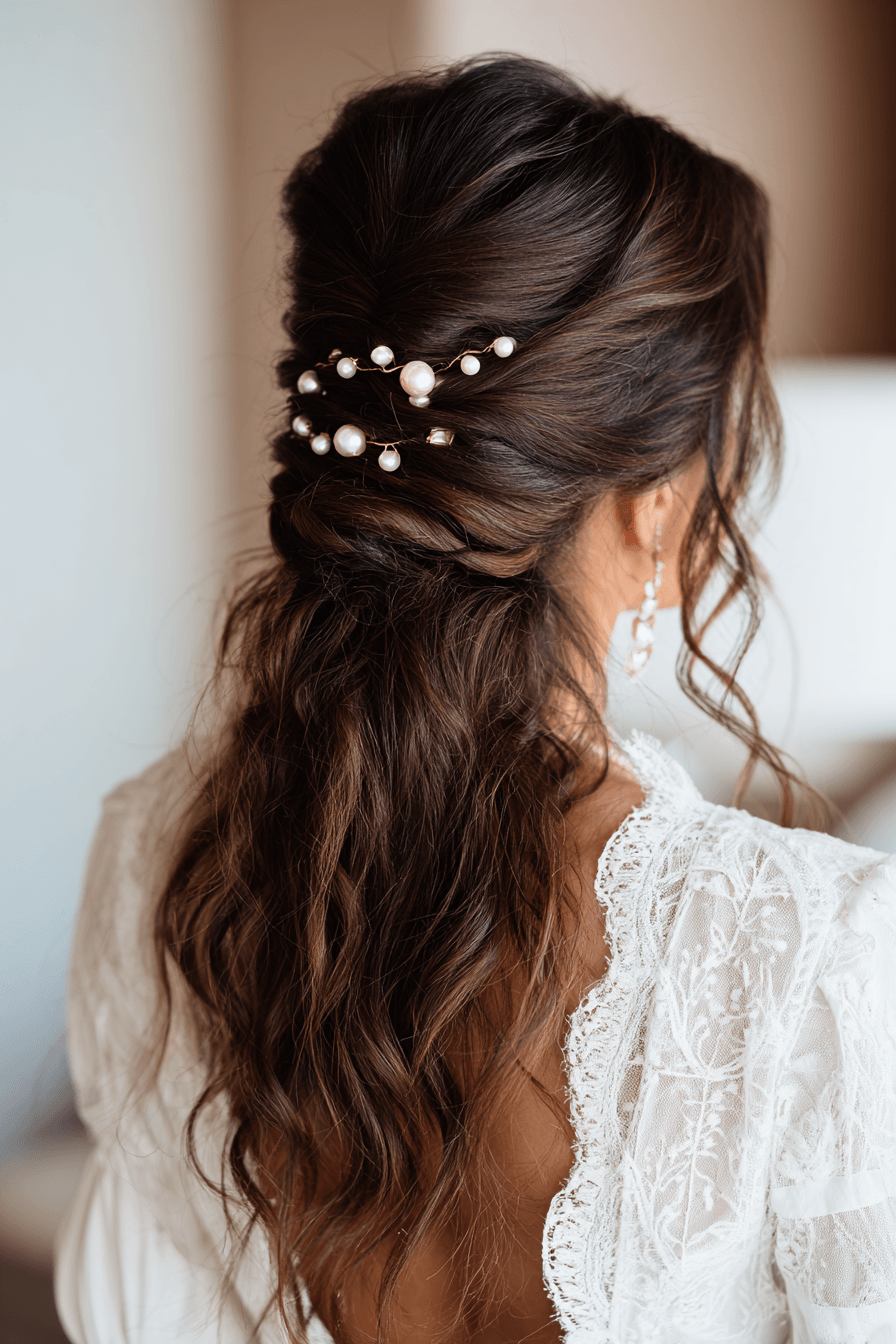 27 Bridal Half Up Half Down Hairstyles with Curls and Waves