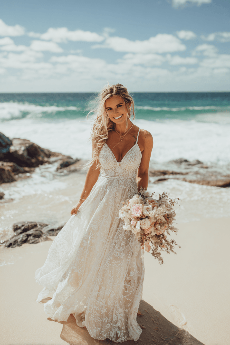 27 Timeless Beach Wedding Dresses for an Elegant Seaside Look