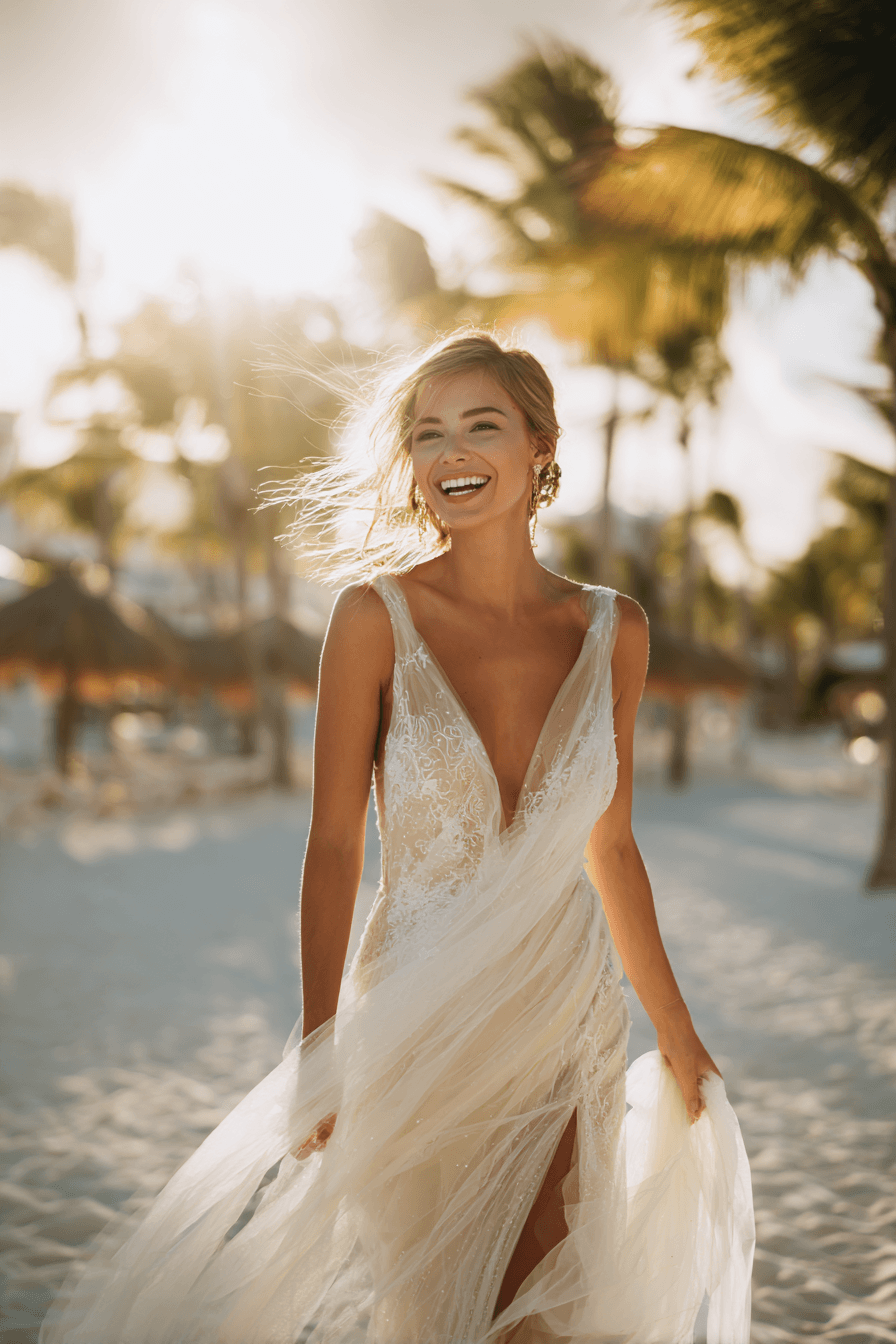 27 Timeless Beach Wedding Dresses for an Elegant Seaside Look