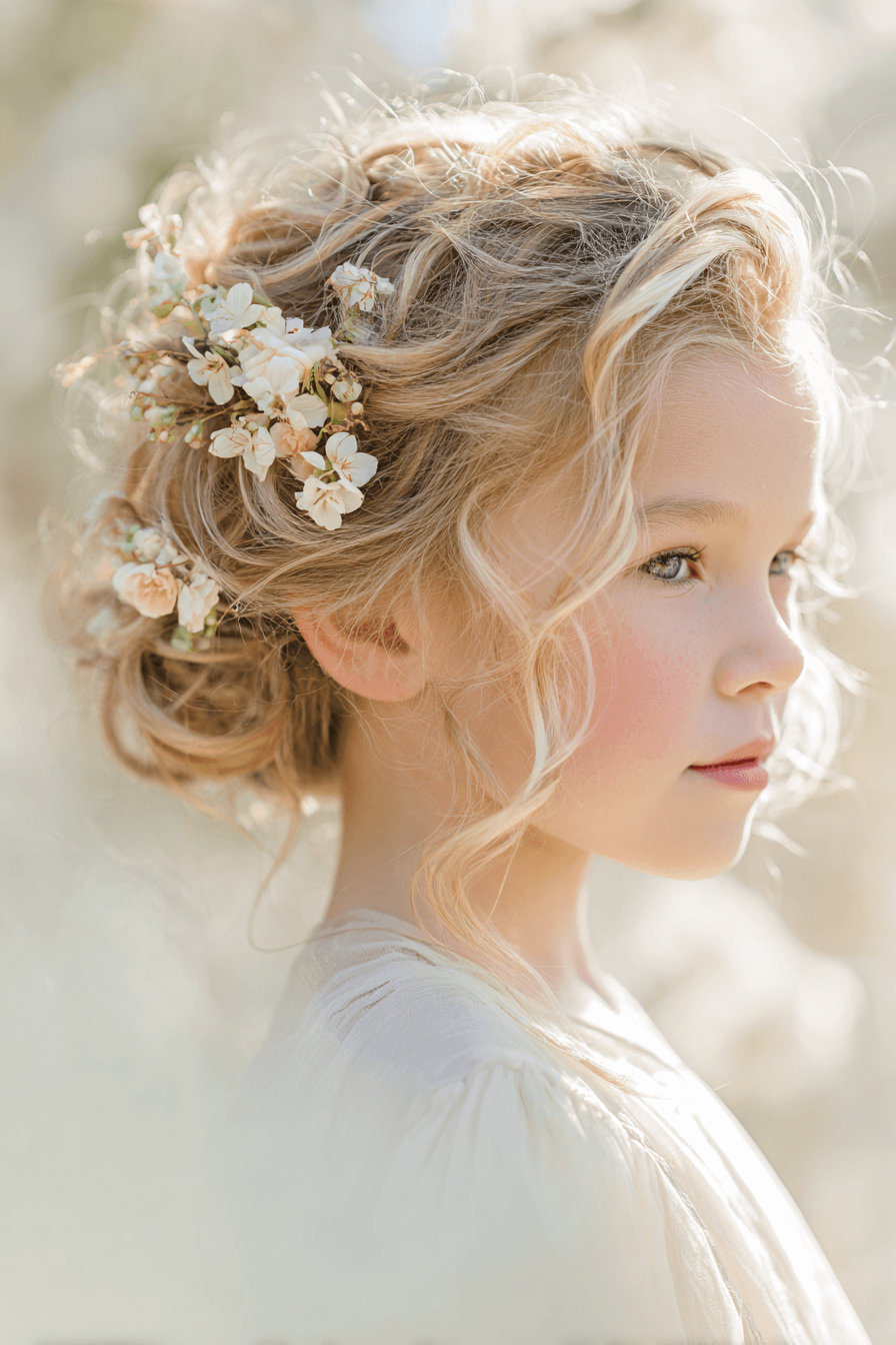 27 Sweet and Simple Flower Girl Hair Ideas That Stay All Day