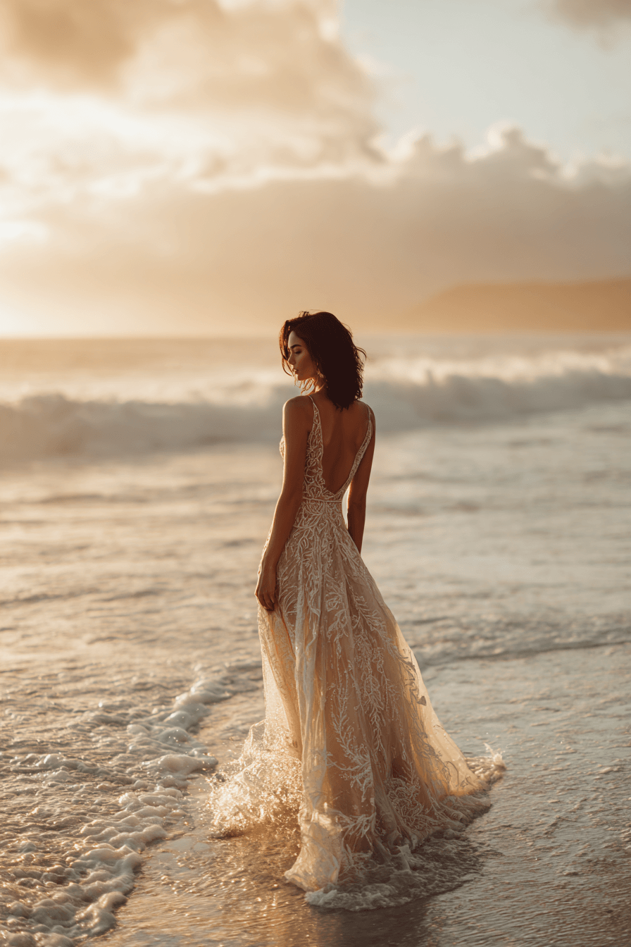 27 Timeless Beach Wedding Dresses for an Elegant Seaside Look