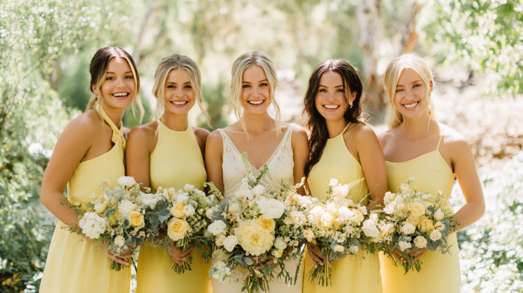 27 Stunning Butter Yellow Bridesmaid Dresses for a Chic Wedding Party