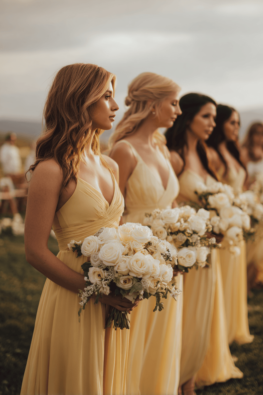 27 Stunning Butter Yellow Bridesmaid Dresses for a Chic Wedding Party