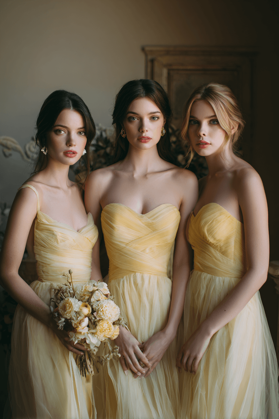 27 Stunning Butter Yellow Bridesmaid Dresses for a Chic Wedding Party