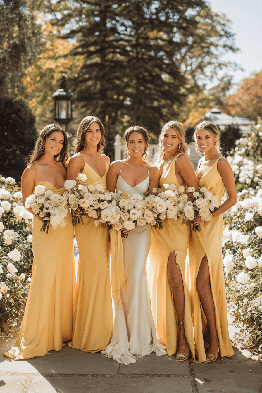 27 Stunning Butter Yellow Bridesmaid Dresses for a Chic Wedding Party