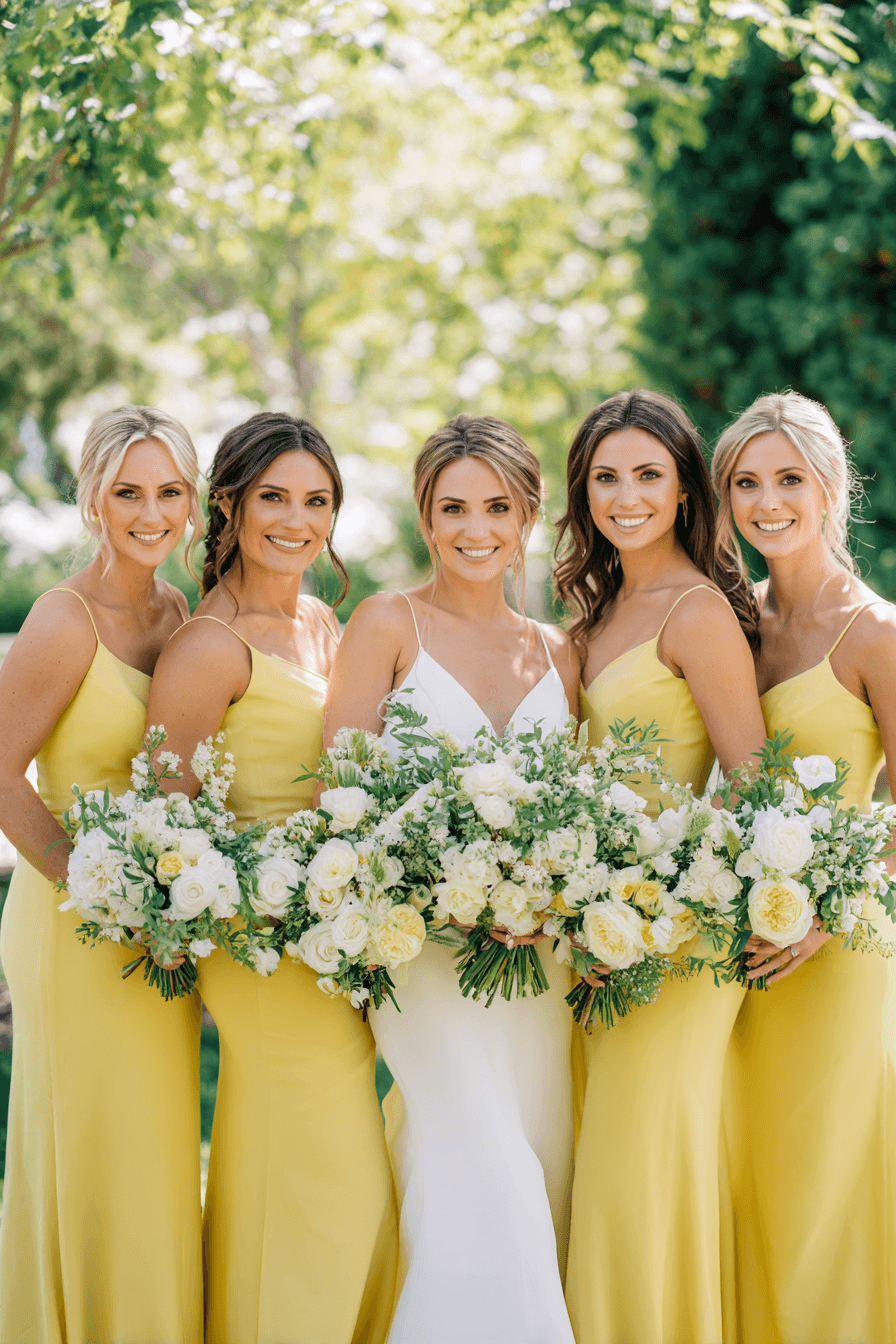 27 Stunning Butter Yellow Bridesmaid Dresses for a Chic Wedding Party